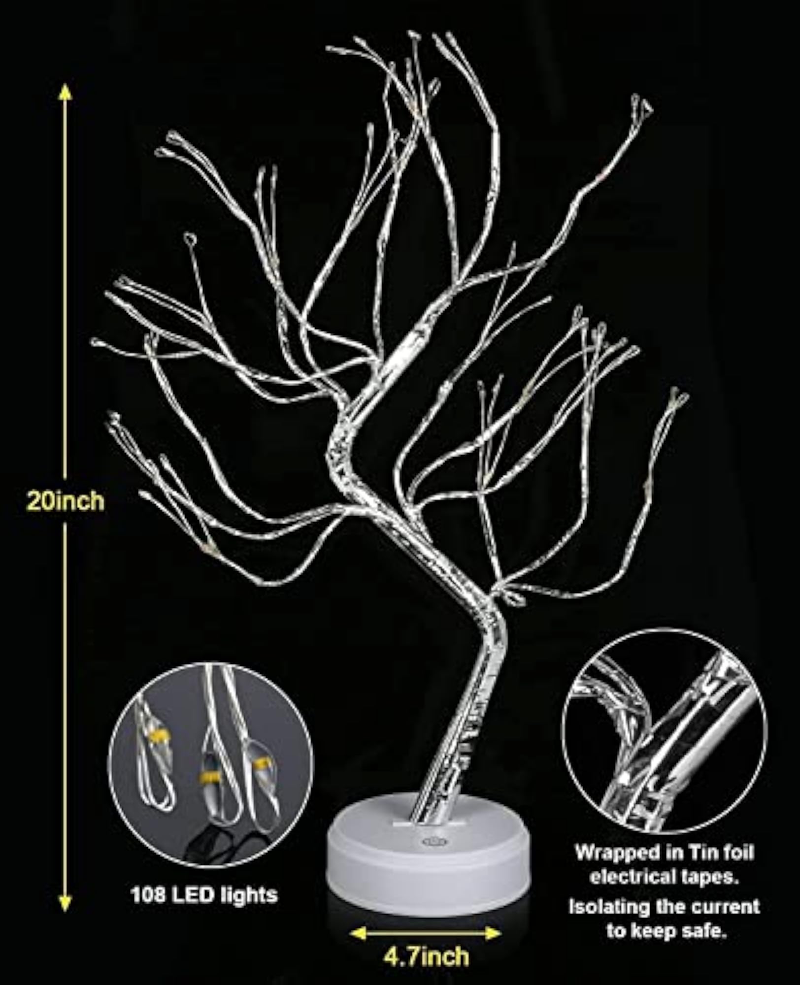 LED Tree Lamp Fairy Light, 8 Modes & Timer