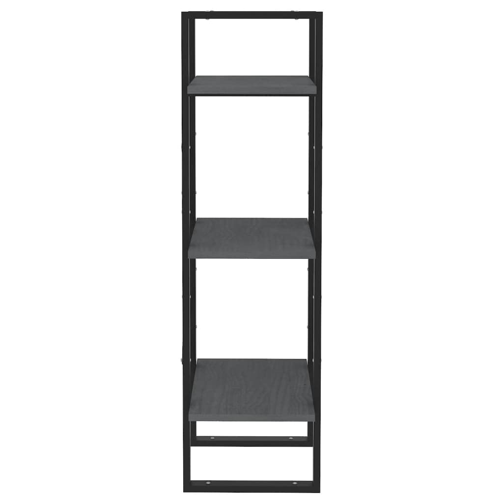 Générique Bibliothek mit 3 Ebenen, Grau, 40 x 30 x 105 cm, massives Kiefernholz | Dekoratives industrielles Regal, großer Stauraum für Bücher, leicht zu reinigen, feuchtes Tuch
