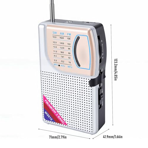 Radio portátil AM FM SW con batería recargable y antena miniatura 2