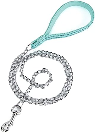 Petiry Chain Lead Chew Proof Metal Dog Leash with Soft Padded Handle,120cm Length Heavy Duty LightWeight Dog Lead For Small Medium Dogs,Black,S