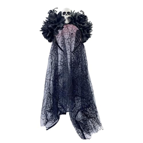 MZRAN Dark Series Skull Hairhoop Partito Puntelli Velo Fascia Cosplay Costume Hairband Spaventoso Fiore Hairband Halloween Fornitura