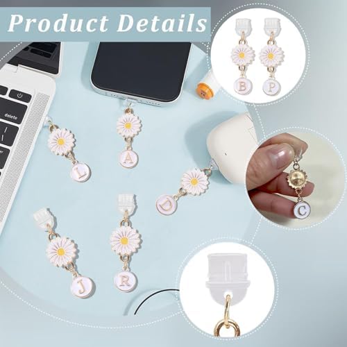 YUXIYAN Daisy Initial C Usb C Dust Plug Charm Compatible with Kindle Type C - 5