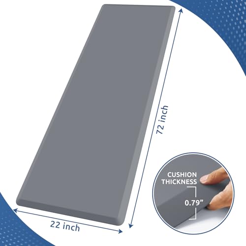 Image of 0.8 inch Thick Kitchen Mat Cushioned Anti Fatigue Rug Comfort Floor Mats | Water-Resistant, Non-Slip, Easy to Clean Comfort Floor Mat for Kitchen, Sink & Office, Multiple Colors & Sizes, 72 inch x 22 inch