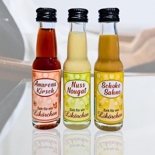 3er Likör Box – Lustiges Rentnergeschenk mit Nuss-Nougat, Amarena Kirsch & Schoko-Sahne Likör – 3x2cl je 15% – Spaßige Geschenkidee zum Ruhestand, Opa, Oma | Ruhestandgeschenk