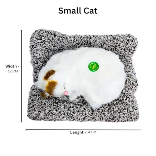 Image of Cute Sleeping Cat Soft Toy, White, Medium