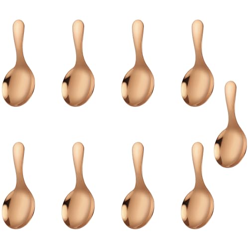 PURPLELILY Bulk - Juego de 9 cucharas de helado sin costuras de acero inoxidable 304, mango antideslizante para preparar tés, uso diario, apto para lavavajillas, cucharas de helados