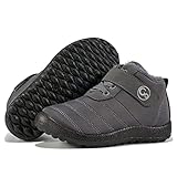 Ablanczoom Boys Girls Winter Snow Boots - Comfortable Warm Fur Lined Toddler Boot Outdoor Waterproof Slip On Walking Ankle Booties For Little Kid