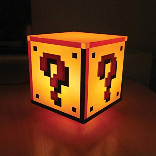 Super Mario Brothers Question Block Night Light - Officially Licensed Nintendo Lamp for Bedroom, Moodlighting for Gaming Room, USB or Battery Powered | Paladone