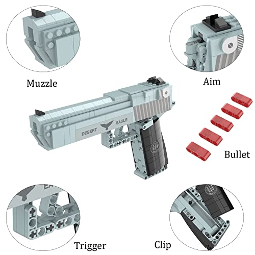 Dreamcity Gun Model Kit 528 Pcs Gun Building Toy Desert Eagle Pistol Model Kit Toy Machine Gun Military Weapon Building Block Set Educational Construction Toy Gun Toys For Boys Aged 14+ #TOP2
