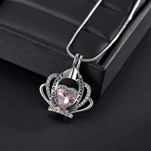 MeiceM Crystals Cremation Jewelry for Ashes A piece of my heart Live in heaven Crown Heart Memorial Urn Necklace Keepsake Pendant for Women Girl4