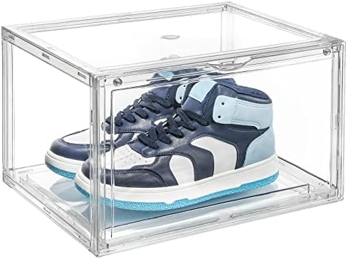 XGGJWW Large Shoe Box For Shoe Storage,Front Door Open Stackable Shoe Storage Boxes Suit For Shoes, Hats, Toys, 360 Degrees Full Transparent Vision Clear Display Case 1 Pack