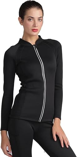 Miniatura 3 de Bakerdani Camiseta de neopreno para mujer, para entrenamiento de cintura, quemador de grasa, adelgazamiento, camiseta larga