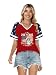 UYIQL 250 Years America Anniversary Flag Shirt Women V Neck Raglan Sleeve Patriotic Shirts Independence Day Graphic Tees Red L