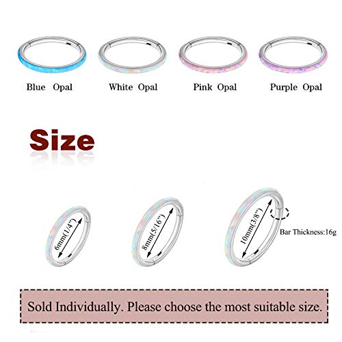 Cicimoto 16G Cz Cartilage Earring Hoop Surgical Steel Tragus Hoop Ring Helix Tragus Conch Rook Piercing Jewelry (A-Opal&Blue, 8Mm(5/16'')) #TOP3