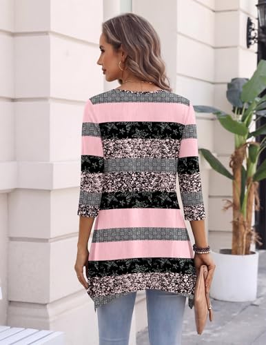 Image of Zeagoo Womens Tops 3 /4 Sleeve Loose Fit Dressy Tunics Plus Size Boho Shirts