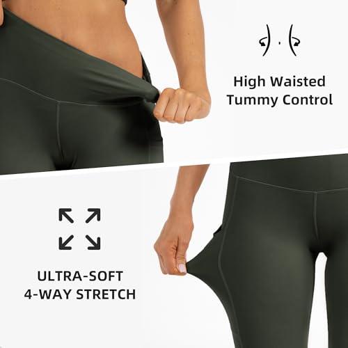 Image of YUDSUD High Waisted Leggings with Pockets for Women, 3 Pack | Tummy Control, Yoga Pants, Running & Daily Wear