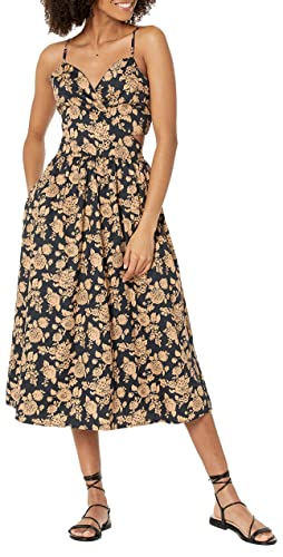The Drop Women's Makenna Strappy Cross Front Smocked Back Midi Dress, Praline Floral, S