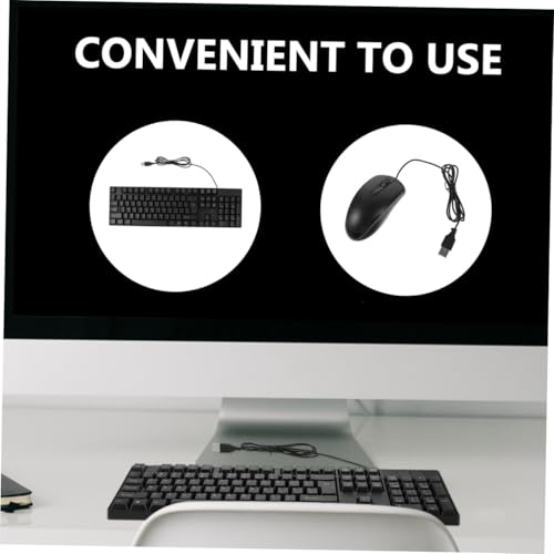 Combo de teclado y ratón de material ABS negro con cable para pc de escritorio 6