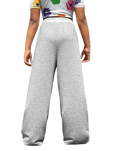 Floerns Calça de moletom feminina casual colorida com cintura elástica folgada e pernas largas com b