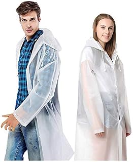 Victory-eu Waterproof Portable RaincoatClear and Reusable Rain Resistant Poncho with Hoods and Sleeves for Travel, Festivals, OutdoorsMountaineering(white)