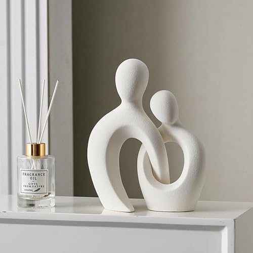 Sculpture Couple Céramique Blanche Surface Givrée Eachave