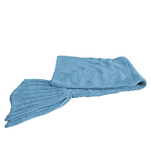 Roluck Mermaid Tail Blanket Handmade Warm Keeper Autumn Winter Blanket for Girls (Blue)