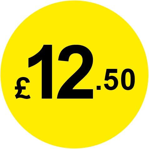 Permanent Adhesive - Black & Yellow 30mm Price Stickers/Labels from £5.45 to £17, 1000, £12.50 — image 1