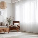 PONY DANCE Cortinas Salon Modernas Visillos Blancos de Ventana Grande con Ganchos para Riel para Dormitorio,Blanco