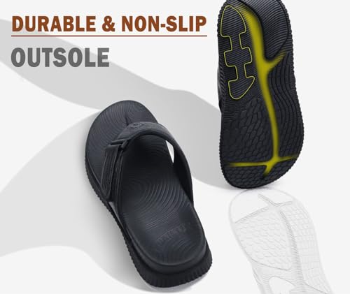 Image of KuaiLu Mens Orthotic Cushion Flip Flops Athletic Recovery Walking Sandals | Men's Lightweight Beach Sport Slides for Man Water Resistant Soles, Soft Comfort Fit & Arch Support