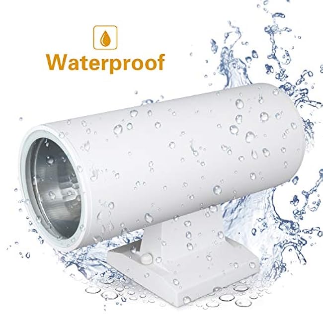 Outdoor Wall Light, Exterior Lighting - ETL Listed, Die-Casting Aluminum Waterproof Wall Mount Cylinder Design - Up Down Light Fixture for Porch, Backyard and Patio (White)