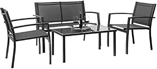 Devoko 4 Pieces Patio Furniture Set Outdoor Garden Patio Conversation Sets Poolside Lawn