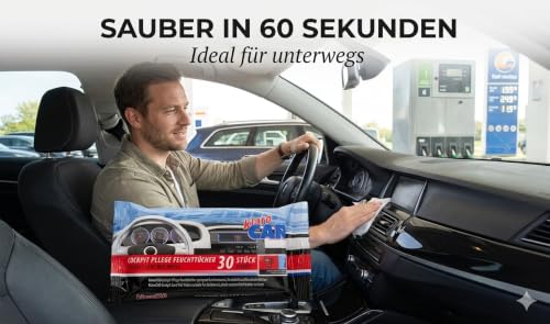 klaroCAR | 3-pak chusteczek nawilżanych do kokpitu | 90 sztuk | do armatury, tworzywa sztucznego i sztucznej skóry | do delikatnego, szybkiego i dokładnego czyszczenia wnętrza samochodu