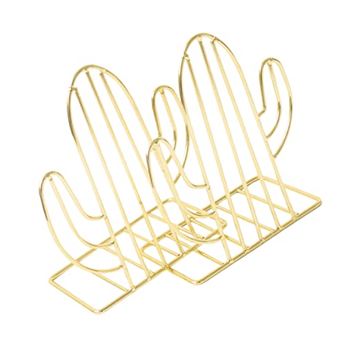 SHINEOFI Pair of Cactus Shaped Bookends Metal Book Supports for Desk Office Decor Bookend Shelves