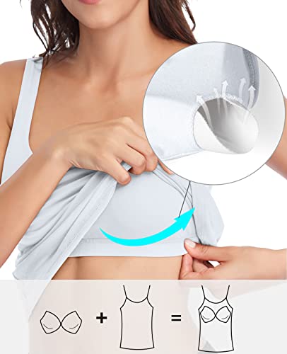 V FOR CITY Tank Top for Women with Built-in Padded Bra Adjustable Wide Strap Camisole Cotton Cami Shirts3