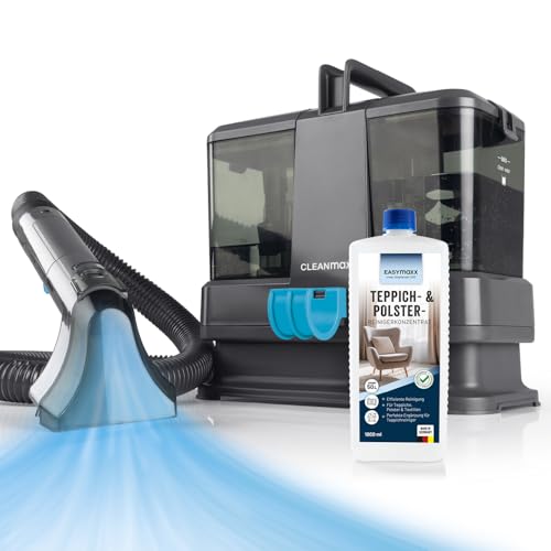 CLEANmaxx Teppichreiniger und Polsterreiniger Kompakt | Waschsauger inkl. 1 l EASYmaxx Teppichreiniger Mittel | Nasssauger und Reiniger für Waschsauger, geeignet für Sofa, Auto, Teppich, Polster etc.