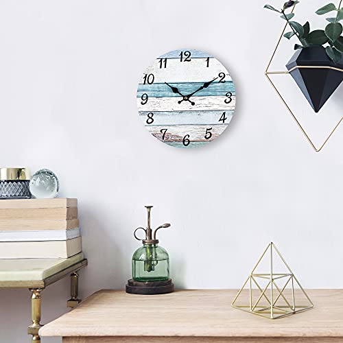 Homotte Wall Clock, 10 Inch Battery Operated Clocks Living Room Decor, Silent Non-Ticking Bathroom Wall Clock, Round Country Retro Rustic Style Wall Clock For Christmas Home Bedroom Office #TOP6
