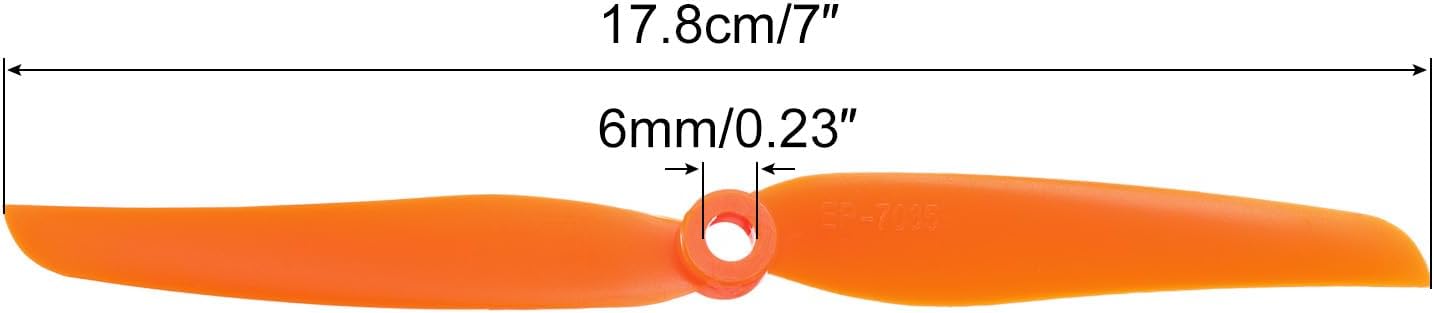 MECCANIXITY 7035 Propellers 7x3.5 Prop 2-Vane Fixed-Wing Orange Replacement Props with Adapter Rings for Airplane RC Plane, Pack of 16