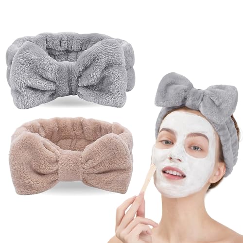 LADES Facial Headband - Terry Cloth Headbands for Face Washing,Skin Care,Makeup,Bow Spa Hair...
