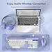 Wireless Keyboard and Mouse Combo, Retro Round Keycap Typewriter Keyboard with Phone/Tablet Holder, Cute Colorful Keyboard for Computer/Laptop/Windows/Mac by SABLUTE, Purple