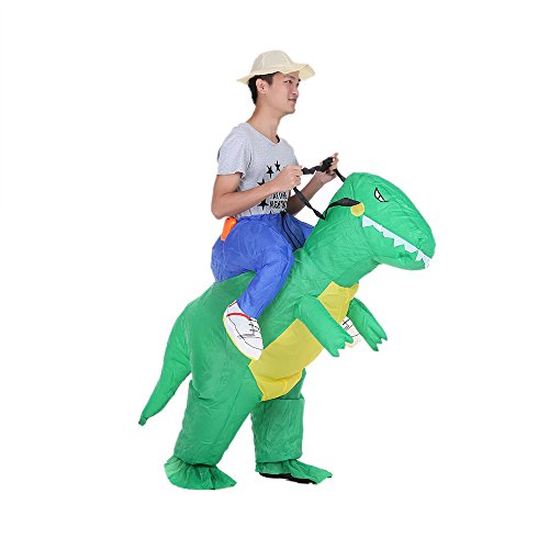 Qudai Bonito Adulto Dinossauro Inflável Traje Terno Fã de Ar Operado Andando Fancy Dress Halloween P