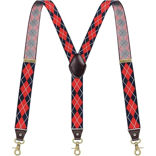 Image of Suspenders for Men, Adjustable Suspenders Gold Clip with Elastic Straps Y-Back Construction Heavy Duty for Work