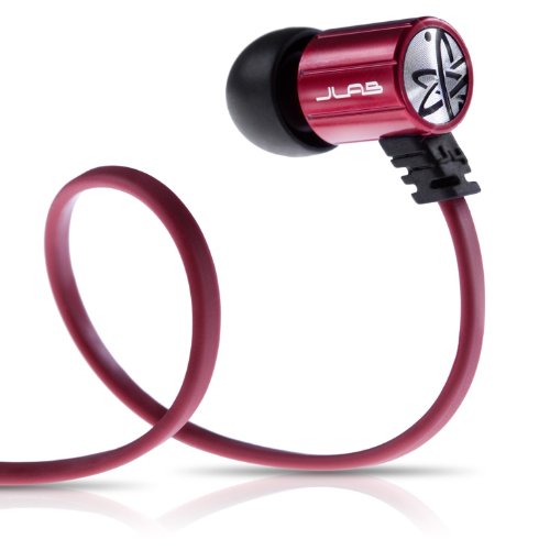 JLab Audio J4 Heavy Bass, Rugged Metal In-Ear Headphone, GUARANTEED FOR LIFE - Black/Red