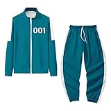 Adult Squid Game Disfraz de Cosplay 001456218067240 Sudadera con Capucha Chaqueta con Cremallera Pantalones de Manga Larga Traje Sudaderas Abrigo Ropa Deportiva Unisex Verde Rojo Fiesta de Halloween