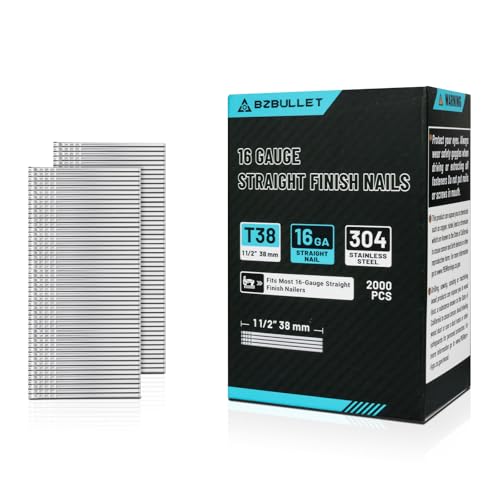 16 Gauge 1-1/2 Inch (38mm) Finish Nails, 304 Stainless Steel,