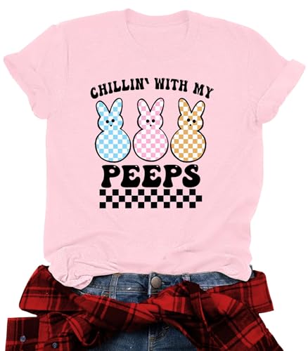 Image of LAZYCHILD Women Easter Teacher Shirts: Funny Treat All with Kindness T-Shirt Bunny Rabbit Tee Tops