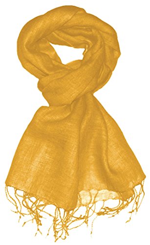 Lorenzo Cana - Szal męski szal lniany 100% len 70 cm x 180 cm tkanina włókno naturalne żółta musztarda Spicy Mustard 9326411, musztardowy musztardowy musztardowy, 80 x 190 cm