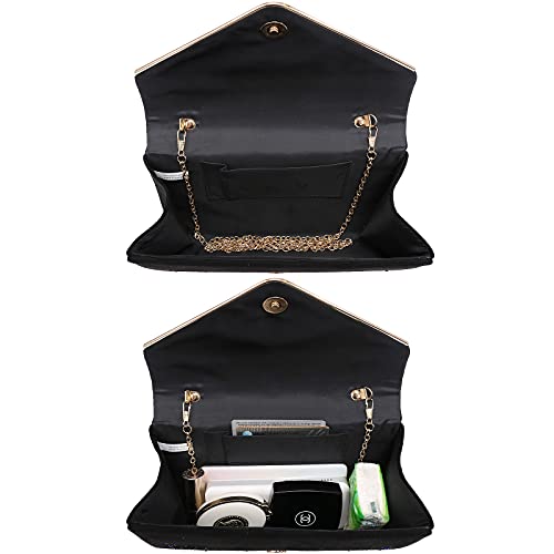 Dasein Envelope Evening Bag Clutch Purses Rhinestone Party Wedding Purse for Women, Blue, Small - Image 6