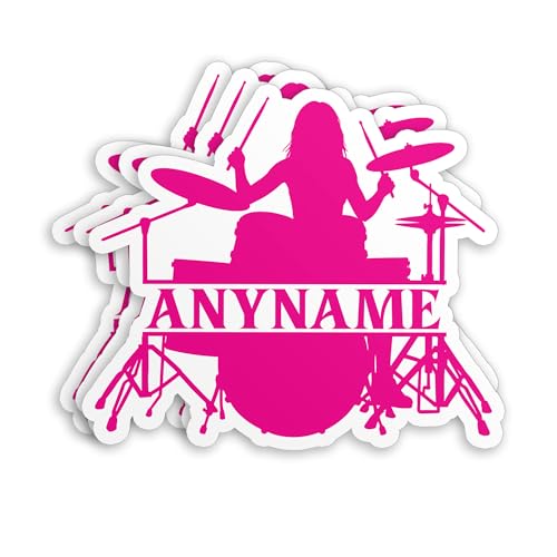 Generic - Custom Female Drummer Name Sticker Personalized Drum Artist Musicians Band Waterproof Die-Cut Vinyl Stickers for Water Bottle, Laptop, Scrapbook, Hard Hat, Cute Gifts for Her Him