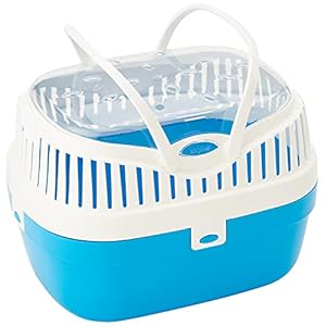 Ferplast Guinea Pig and Other Rodent Carrier ALADINO Medium Travel Cage for Small Animals Rodents Guinea Pigs Sturdy Plastic Ventilation Grids Comfortable Handle 30 x 23 x h 21 cm Blue