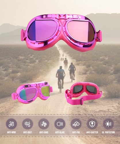 CRG Sports Motorcycle Goggle Aviator Pilot Style Cruiser Scooter Motocross Goggles for Man, Woman, Adult - Thumbnail 2